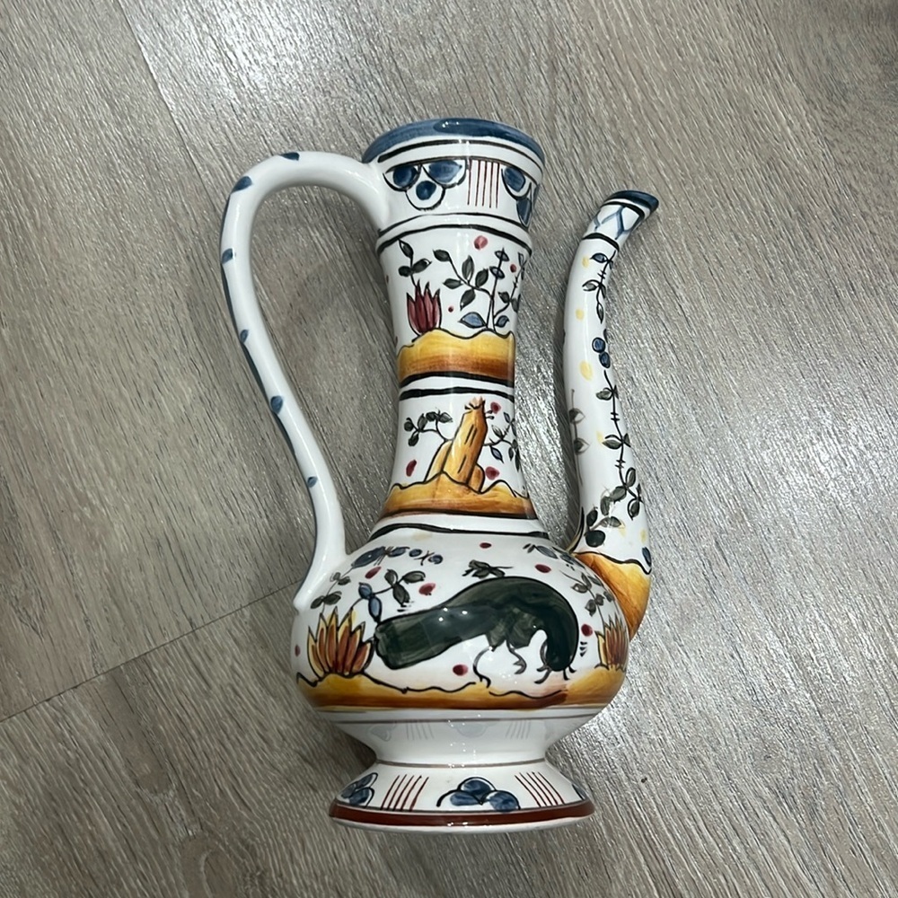 Portuguese Estrealla Conimbriga Ceramics Handpainted signed bottom vase decor